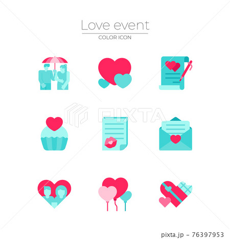 love events icon set 76397953