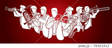 Group of Musician Orchestra Instrument Cartoon Graphic Vector 76401912