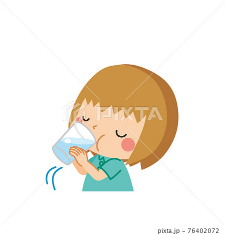 Illustration of a cute little girl drinking... - Stock Illustration  [76402072] - PIXTA