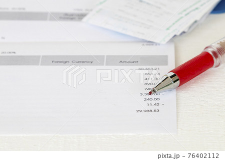 statement monthly and slips of credit card for check payment to bank  76402112