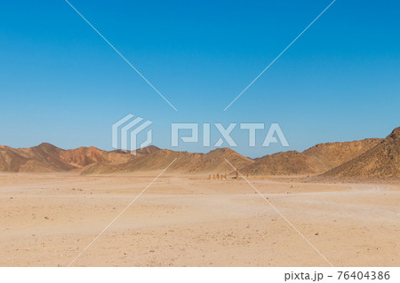 View of Arabian desert and mountain range Red Sea Hills in Egypt 76404386