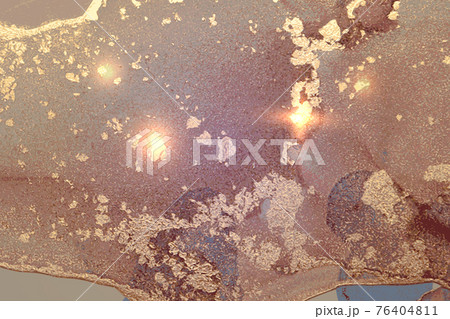 Pink, purple and gold abstract alcohol ink marble texture 76404811