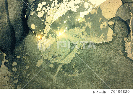 Gold and turquoise abstract alcohol ink marble texture. 76404820