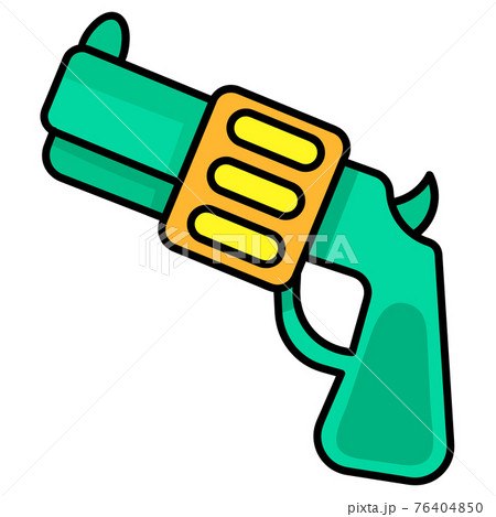 Green Pistol Firearm Cartoon Emoticon Doodle のイラスト素材