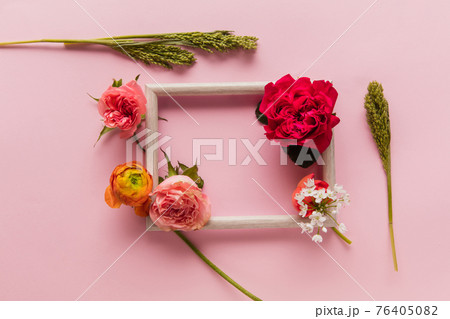 Greeting card to Mother's, Parent's day. Beautiful floral mock up with copyspace 76405082