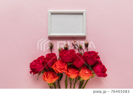 Greeting card to Mother's, Parent's day. Beautiful floral mock up with copyspace 76405083