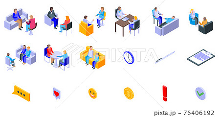 Psychologist icons set, isometric style Psychologist icons set, isometric style 76406192