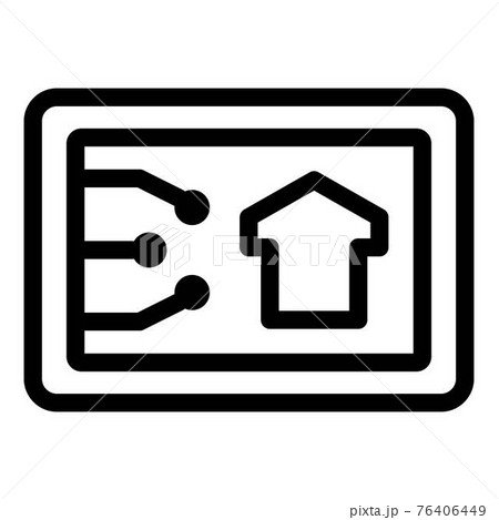 Smart home on tablet icon, outline style Smart home on tablet icon, outline style 76406449