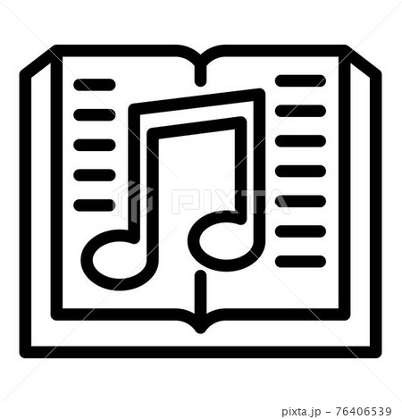 Book and musical note icon, outline style Book and musical note icon, outline style 76406539