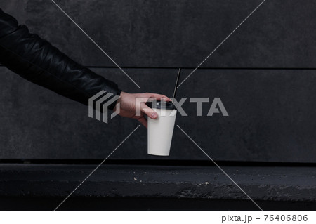 disposable paper cup of coffee disposable paper cup of coffee 76406806