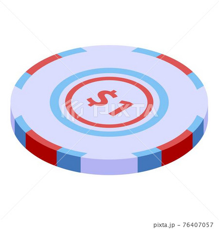 One dollar casino chip icon, isometric style 76407057