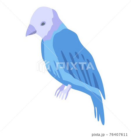 White blue parrot icon, isometric style 76407611