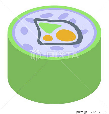 Green sushi roll icon, isometric style 76407922
