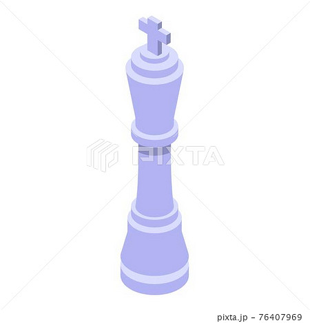 White chess king icon, isometric style 76407969