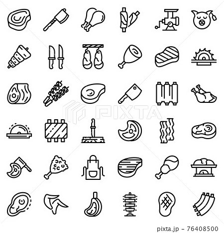 Meat icons set, outline style 76408500