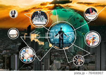 Business network web banner photo set in concept of management and growth Business network web banner photo set in concept of management and growth 76408907