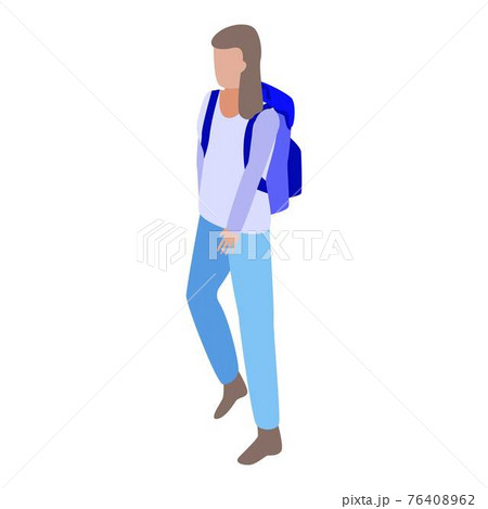 Girl backpack icon, isometric style Girl backpack icon, isometric style 76408962