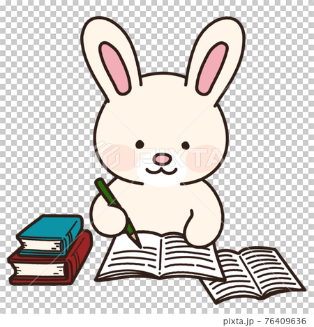 一個可愛而簡單的白兔插圖,主線打開書本學習 一個可愛而簡單的白兔插圖,主線打開書本學習 76409636