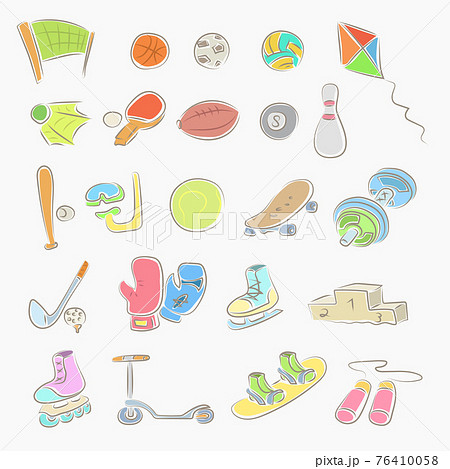 big set of sport equipment on white big set of sport equipment on white 76410058