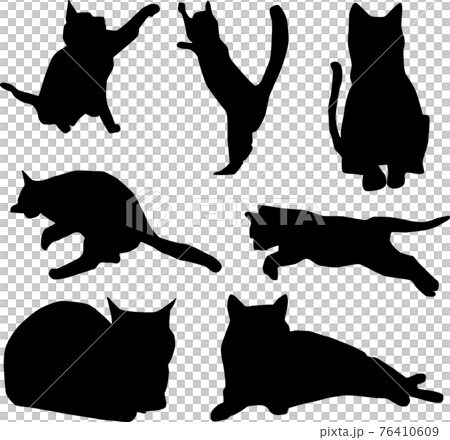Silhouette material with variations of cute cats 76410609