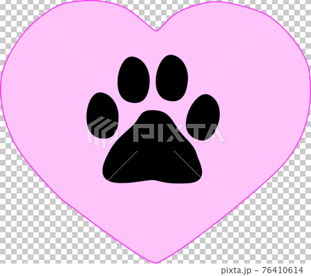 ハートの中にある可愛い猫の肉球 ハートの中にある可愛い猫の肉球 76410614
