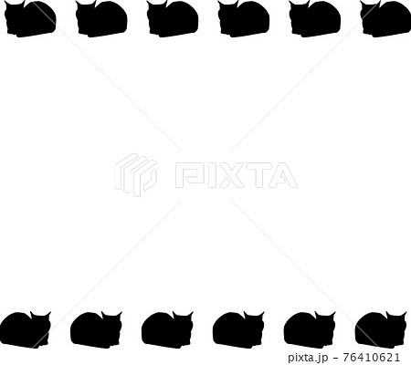 丸くなり休む可愛い猫の背景素材 シルエット のイラスト素材