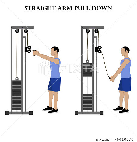 Straight-arm pull-down exercise strength workout vector illustration 76410670
