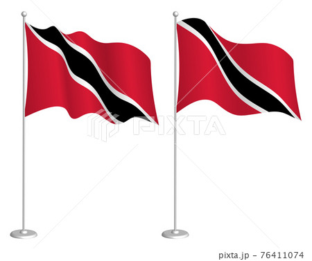 flag of Trinidad and Tobago on flagpole waving in wind. Holiday design element. Checkpoint for map symbols. Isolated vector on white background