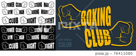 Volumetric letters with name BOXING, strong, fight, power, gym, night on background of hand clenched into fist. Element for print and design of sports competitions. Isolated vector Volumetric letters with name BOXING, strong, fight, power, gym, night on background of hand clenched into fist. Element for print and design of sports competitions. Isolated vector 76411080