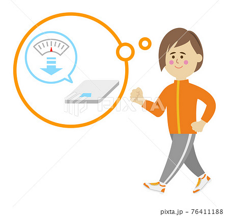 ダイエットの為運動する女性のイラストイメージ 76411188