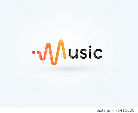 Music icon, radio wave logotype, soundwave symbol. Sound impulse logo design for voice and audio record studio, music store brand design, audio recording company. Vector illustration 76411620
