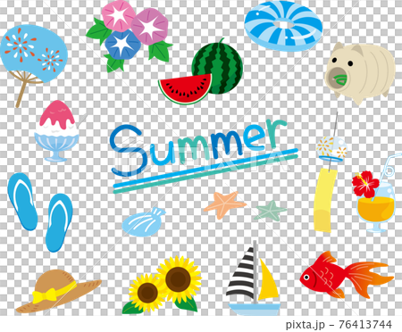Simple summer material illustration set (color) Simple summer material illustration set (color) 76413744