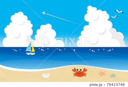 Crabs On The Sandy Beach Summer Cumulonimbus Stock Illustration