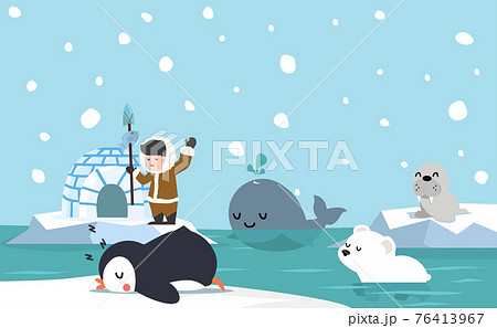 North pole arctic flat design background North pole arctic flat design background 76413967