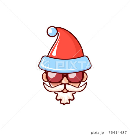 Santa Claus head with Santa red hat and hipster sunglasses isolated on white Christmas background. Santa label or sticker design Santa Claus head with Santa red hat and hipster sunglasses isolated on white Christmas background. Santa label or sticker design 76414487
