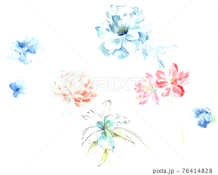透明水彩 水彩画 花 76414828