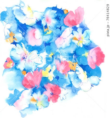 透明水彩 水彩画 花 76414829