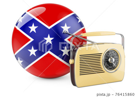 Radio receiver with Confederate States of America flag, 3D rendering Radio receiver with Confederate States of America flag, 3D rendering 76415860