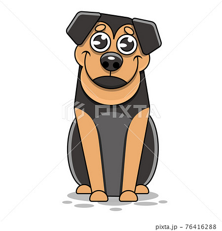 Happy dog Stock illustration on a white background. For design, decoration 76416288