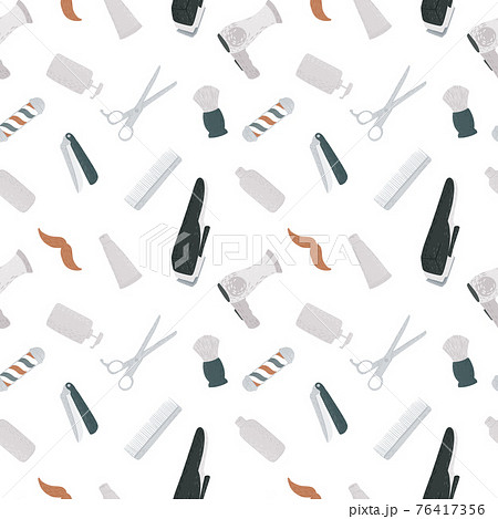 Seamless pattern hairdressing in doodle on white background. Seamless pattern hairdressing in doodle on white background. 76417356