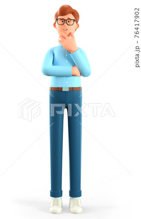 3D illustration of thinking man pondering making decision 76417902