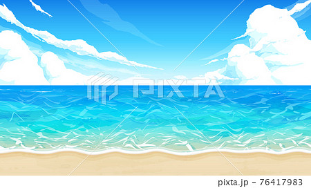 海と砂浜と空の風景イラスト 16 9のイラスト素材