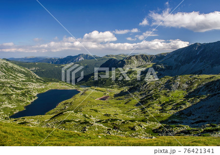 Mountain landscape and glacial Bucura lake in Retezat National Park, Carpathian Mountains, Romania Mountain landscape and glacial Bucura lake in Retezat National Park, Carpathian Mountains, Romania 76421341
