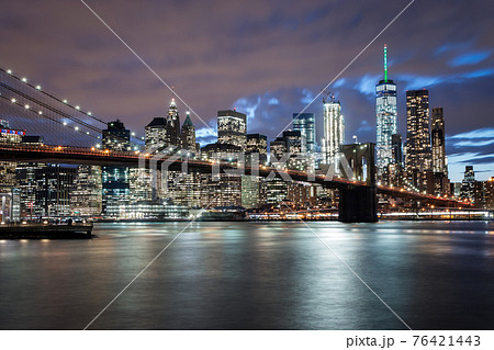 Manhattan Financial District at Night - New York City Manhattan Financial District at Night - New York City 76421443