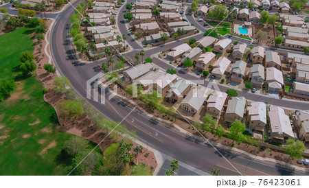 Aerial view of residential quarters at beautiful town urban landscape the Phoenix Arizona 76423061