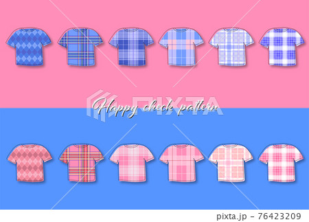 チェックパターンの色々なTシャツのイラスト 76423209