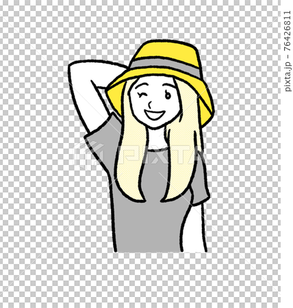 Illustration of a woman in a straw hat 76426811