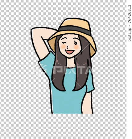 Illustration of a woman in a straw hat 76426812