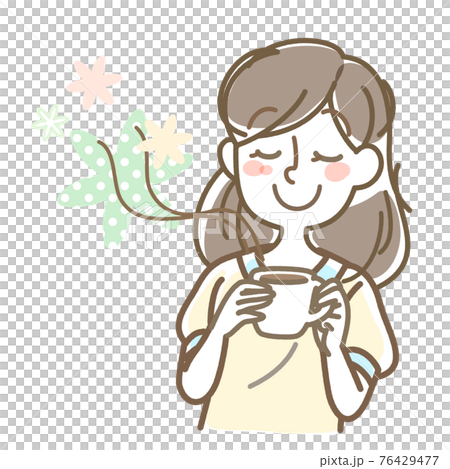 飲み物を飲んでリラックスする女性 76429477