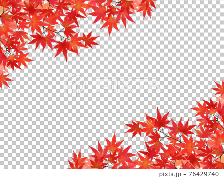 水彩風格楓葉與秋葉裝飾/框架材料(水平) 水彩風格楓葉與秋葉裝飾/框架材料(水平) 76429740